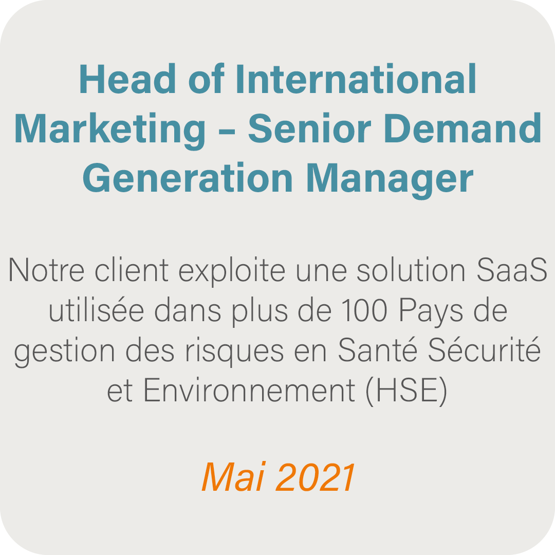 Head of International Marketing – Senior Demand Generation Manager